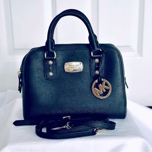 Michael Michael Kors Black Saffiano Leather Dome Satchel Bag